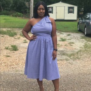 Striped One-shoulder A-Line dress